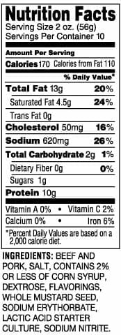 Nutrition Label - Shelf Stable 20oz